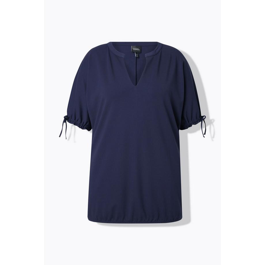 Ulla Popken Sweat-shirt Oversize Manches Courtes Col Tunisien  