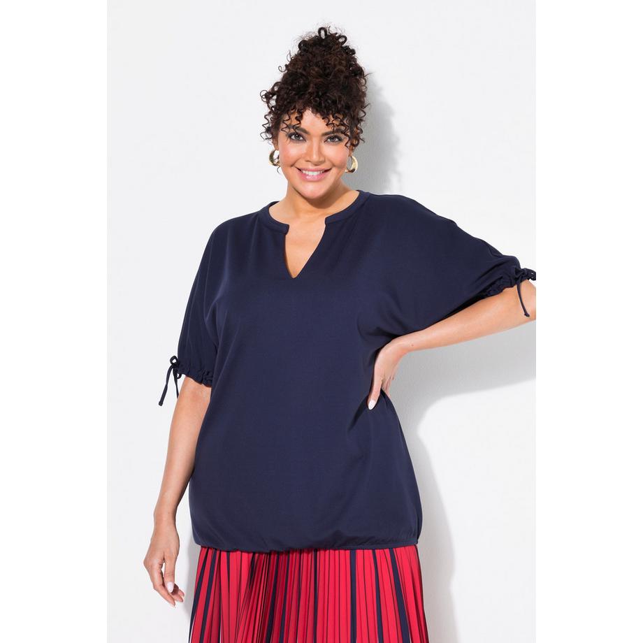 Ulla Popken Sweat-shirt Oversize Manches Courtes Col Tunisien  