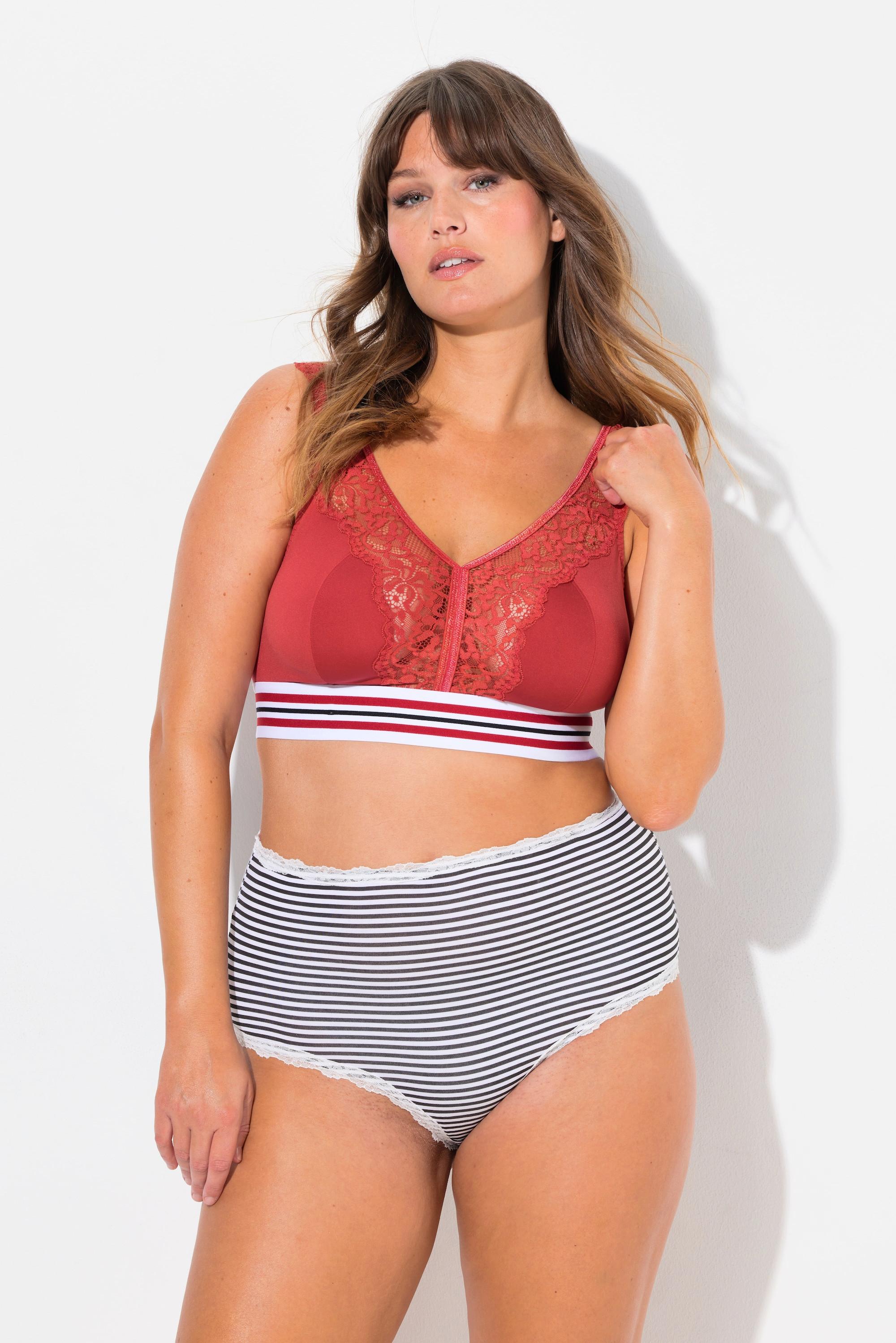 Ulla Popken Maxi Slip Confezione da Tre Orli con Pizzo  