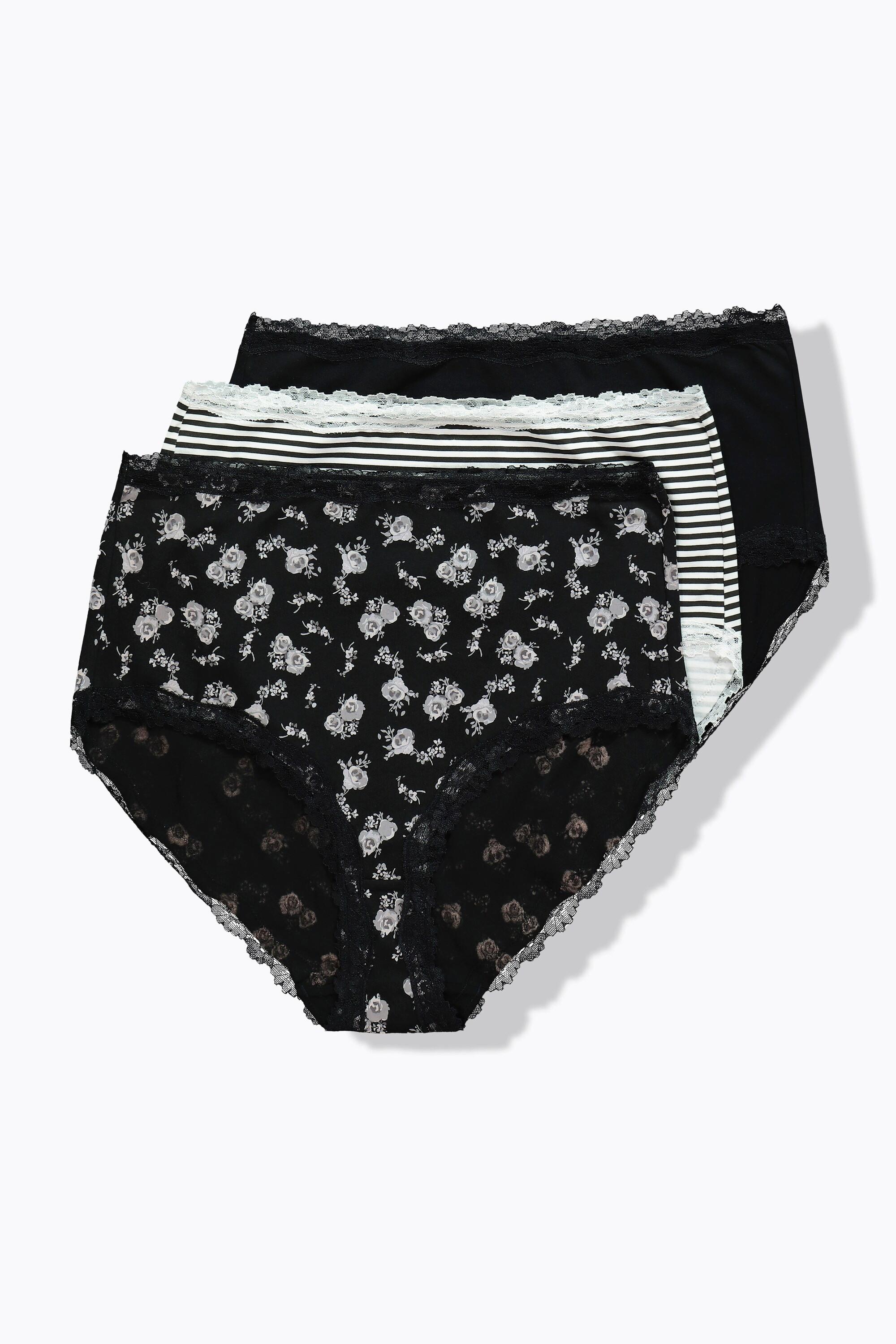 Ulla Popken Maxi Slip Confezione da Tre Orli con Pizzo  