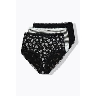 Ulla Popken Maxi Slip Confezione da Tre Orli con Pizzo  