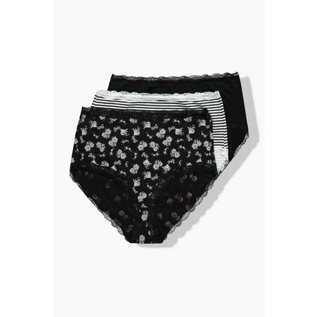 Ulla Popken Maxi Slip Confezione da Tre Orli con Pizzo  