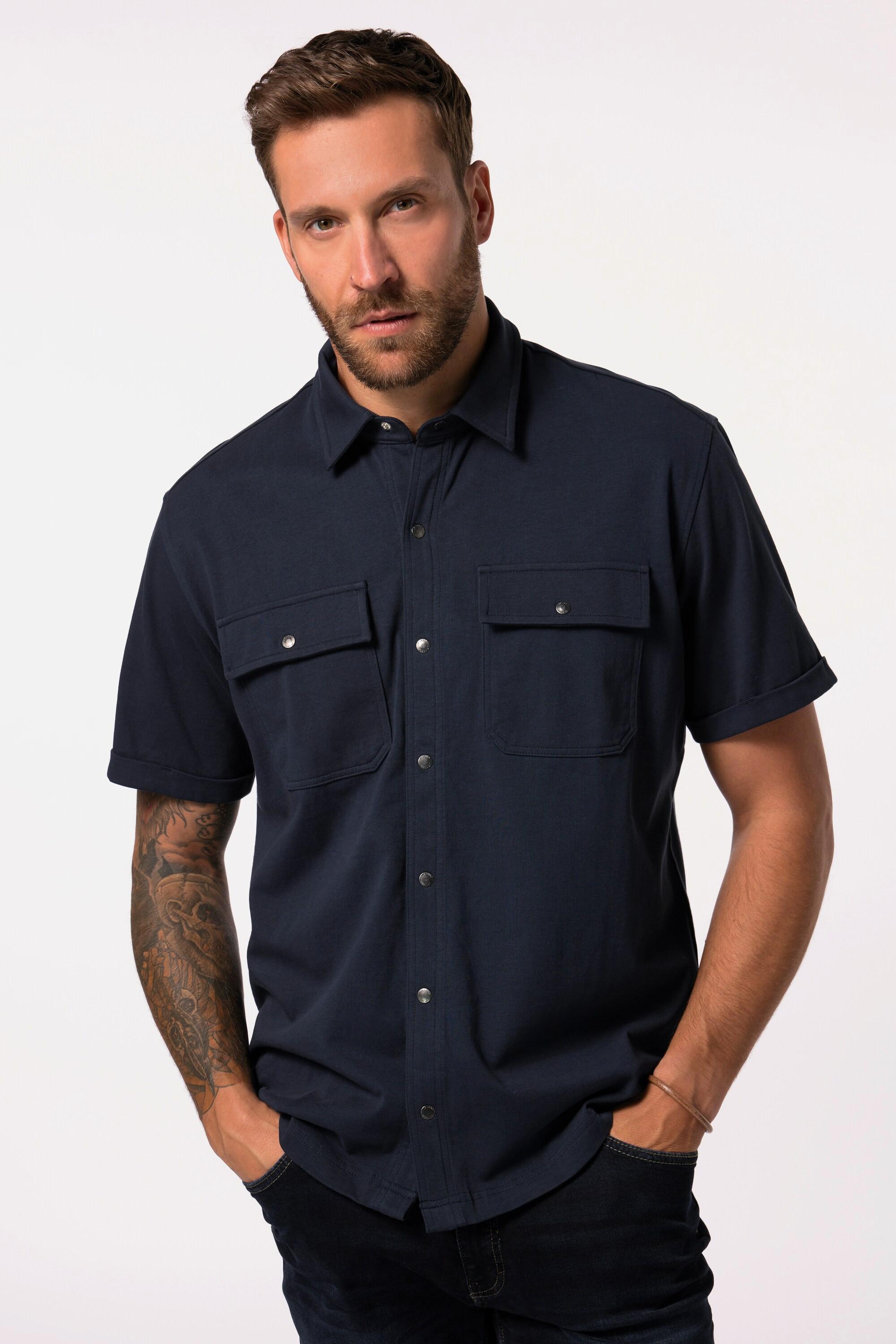 JP1880  Chemise en jersey à manches courtes, col Kent et coupe Modern Fit 