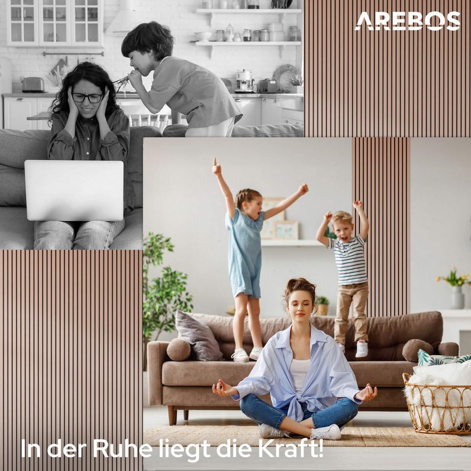 Arebos Panneaux acoustiques, lot de 2 Panneau mural aspect bois  