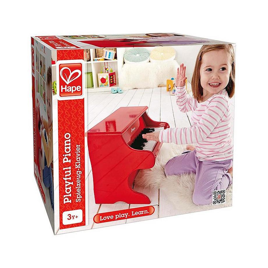 Hape  Spielzeug-Klavier | Tastatur mit 18 Tasten, Musikinstrument für Kinder aus Holz, Rot 