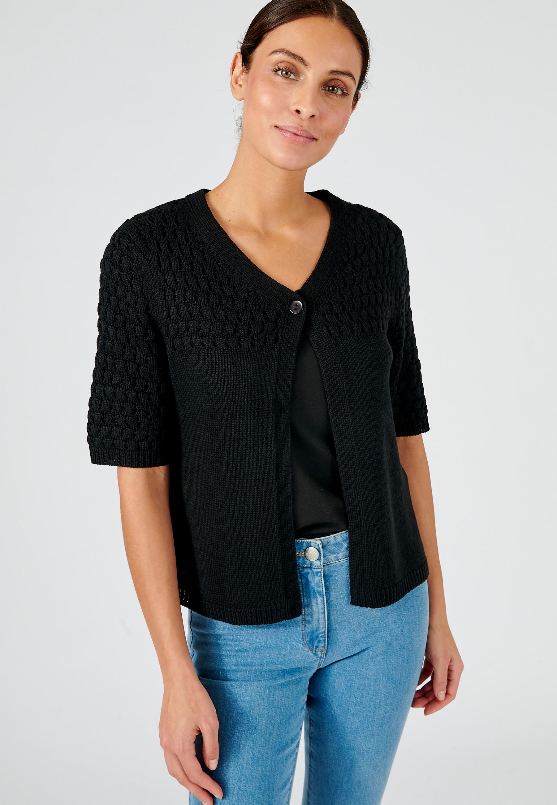 Image of Bolero Aus Musterstrick. Damen Schwarz 54/56