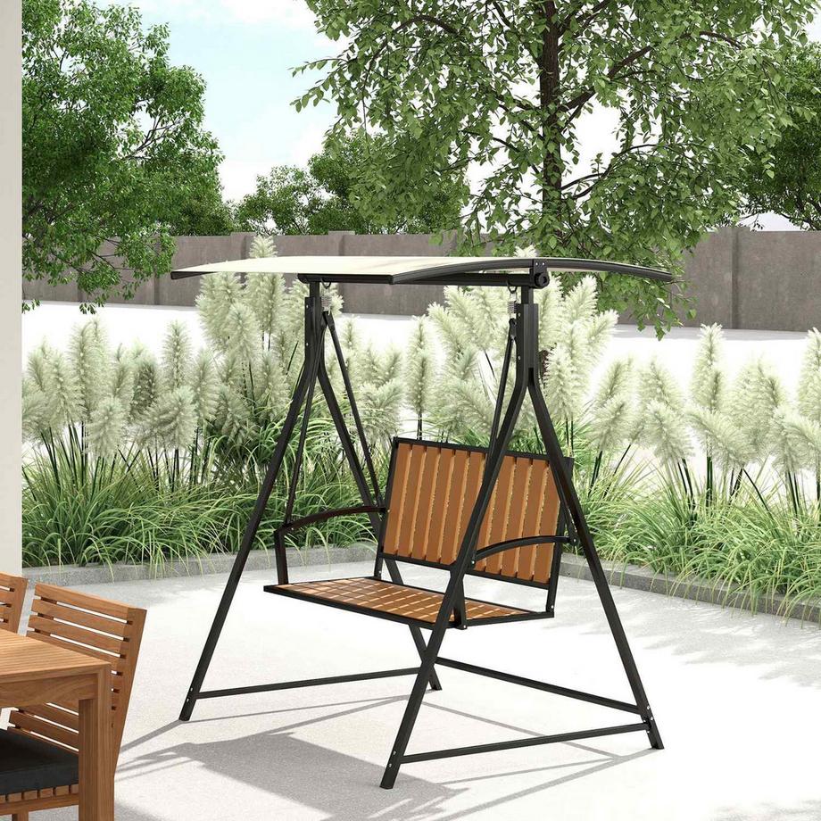 Northio Balançoire Hollywood avec auvent réglable, balançoire de jardin 2 places, banc de balançoire résistant aux intempéries, capacité de charge jusqu'à 240 kg, chaise longue de jardin pour jardin, terrasse, 142 x 112 x 162 cm, noir  