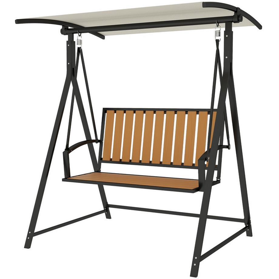 Northio Balançoire Hollywood avec auvent réglable, balançoire de jardin 2 places, banc de balançoire résistant aux intempéries, capacité de charge jusqu'à 240 kg, chaise longue de jardin pour jardin, terrasse, 142 x 112 x 162 cm, noir  