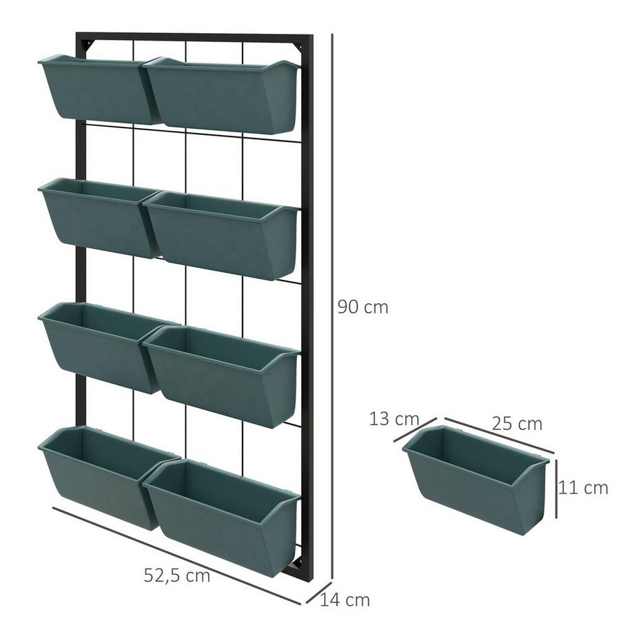 Northio Portafiori Portapiante con 8 vasi Scale per piante a parete Scaffale per fiori per giardino Verde scuro 52,5 x 14 x 90 cm  