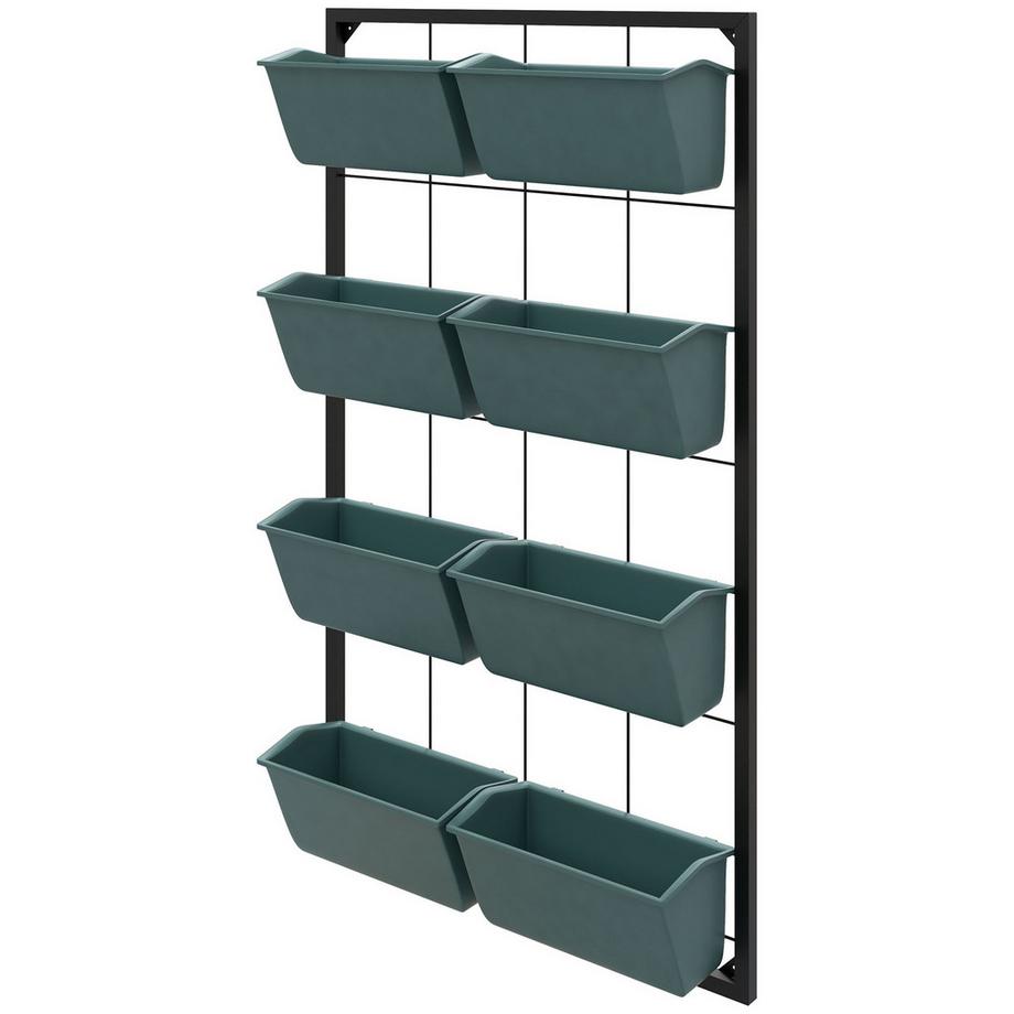 Portafiori Portapiante con 8 vasi Scale per piante a parete Scaffale per fiori per giardino Verde scuro 52,5 x 14 x 90 cm