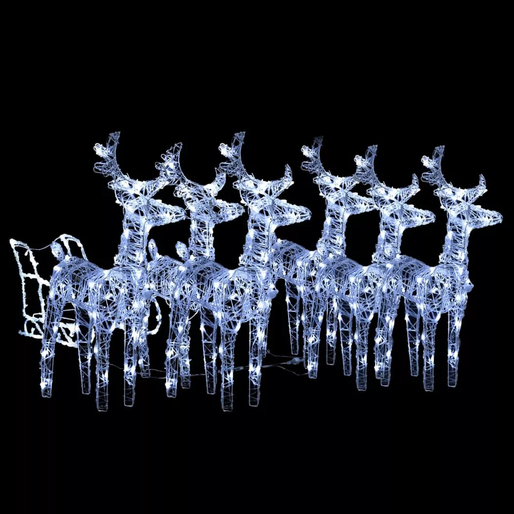 vidaXL Décoration de Noël Rennes et traîneau 320 LED Acrylique