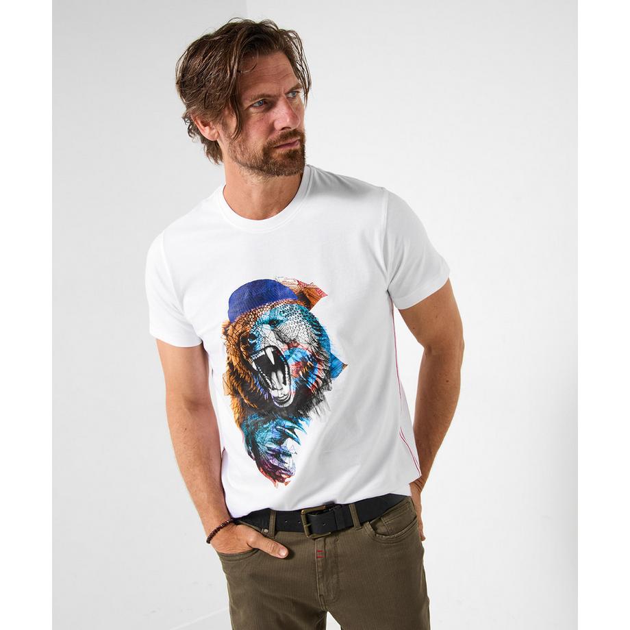 Rundhals-T-Shirt mit Bärenmotiv