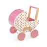 Janod  J05886 Candy Chic-Kinderwagen aus Holz für Puppen und Babys bis 42 cm-Silent Wheels-Anti-Tip-System-Decke und Kissen mitgeliefert-Puppenzubehör-Ab 18 Monaten 