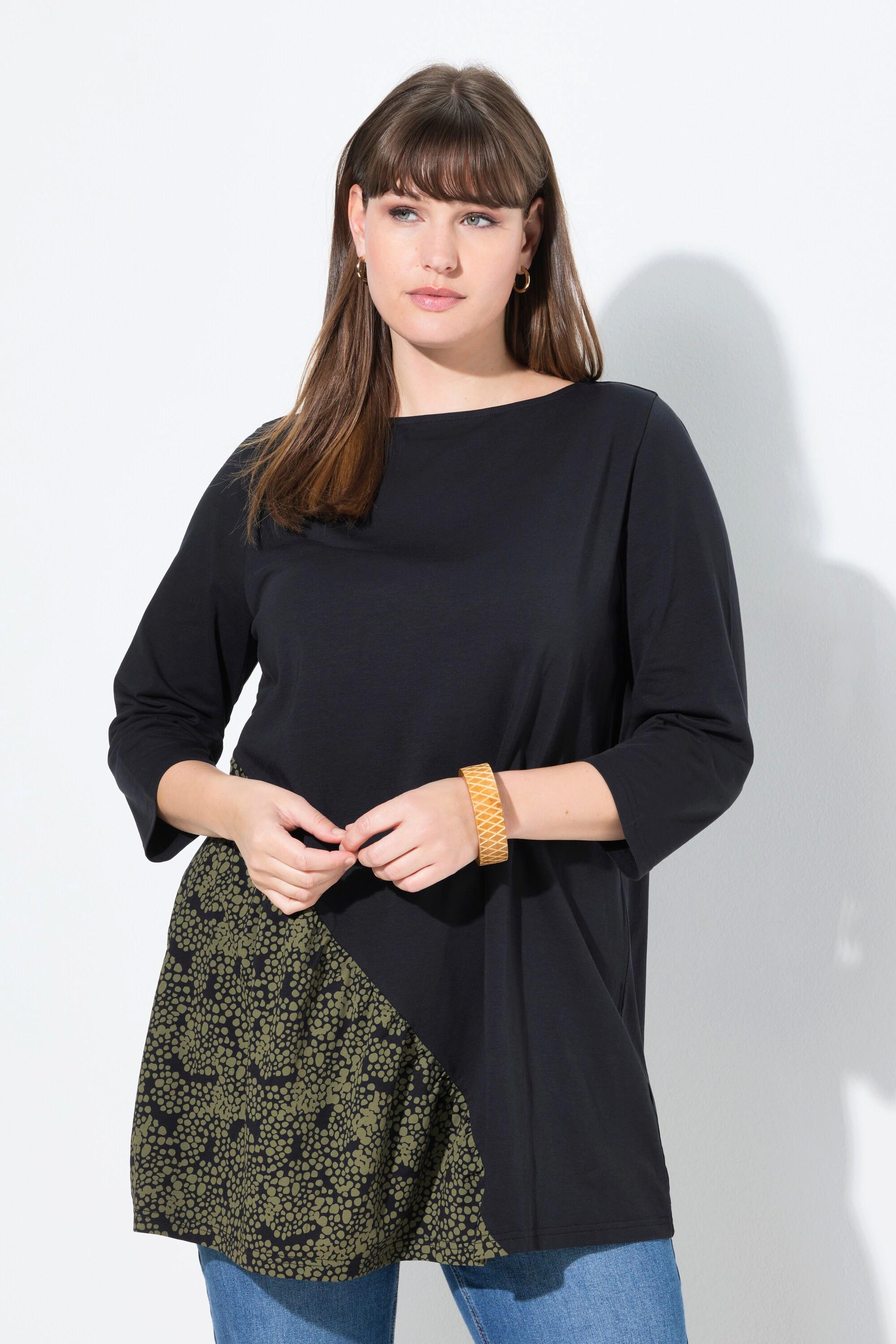 Ulla Popken A-Linie U-Boot-Ausschnitt 3/4-Arm T-Shirt  