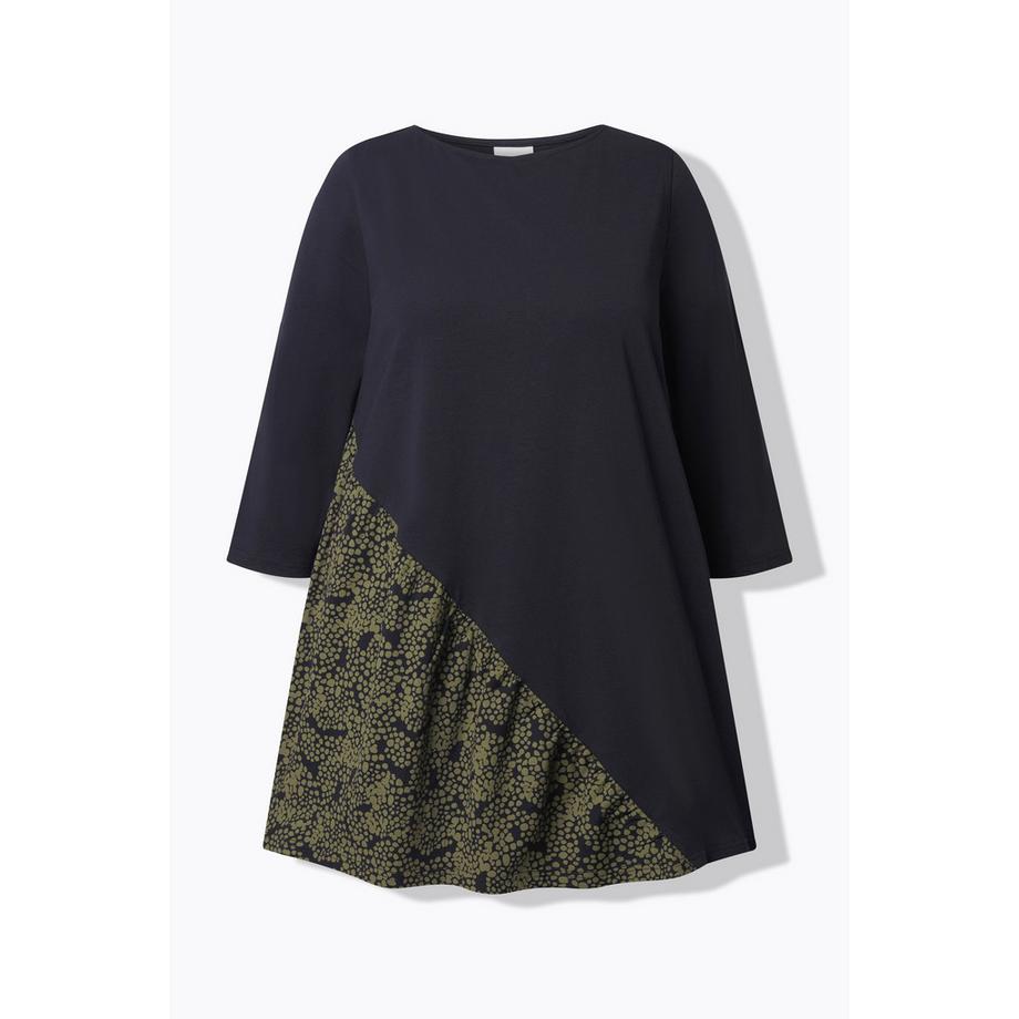 Ulla Popken T-shirt Linea ad A Scollo a Barca Maniche 3/4  