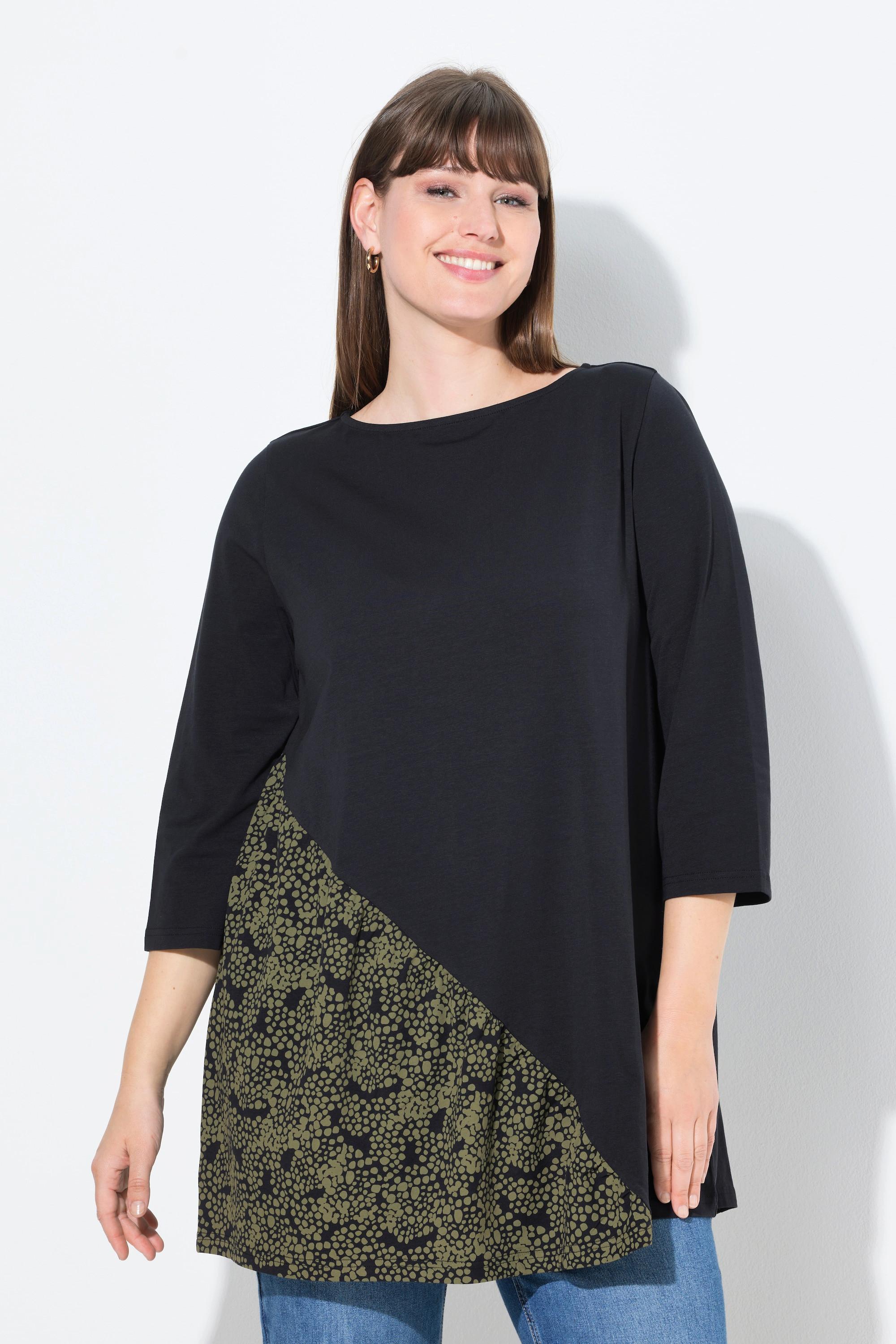 Ulla Popken A-Linie U-Boot-Ausschnitt 3/4-Arm T-Shirt  