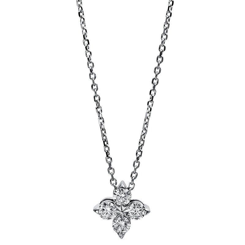 Image of Collier 750/18k Weissgold Diamant 0.4ct. Damen Silber 42cm