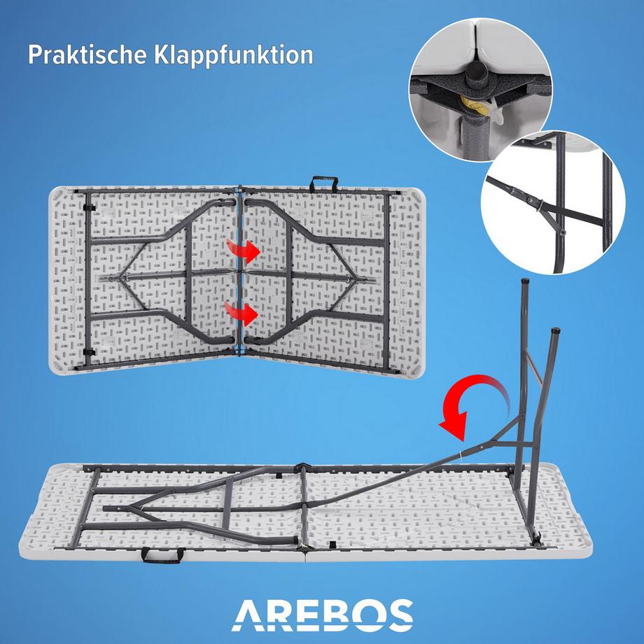 Arebos Tavolo pieghevole Tavolo buffet Tavolo da giardino Tavolo da pranzo Pieghevole  