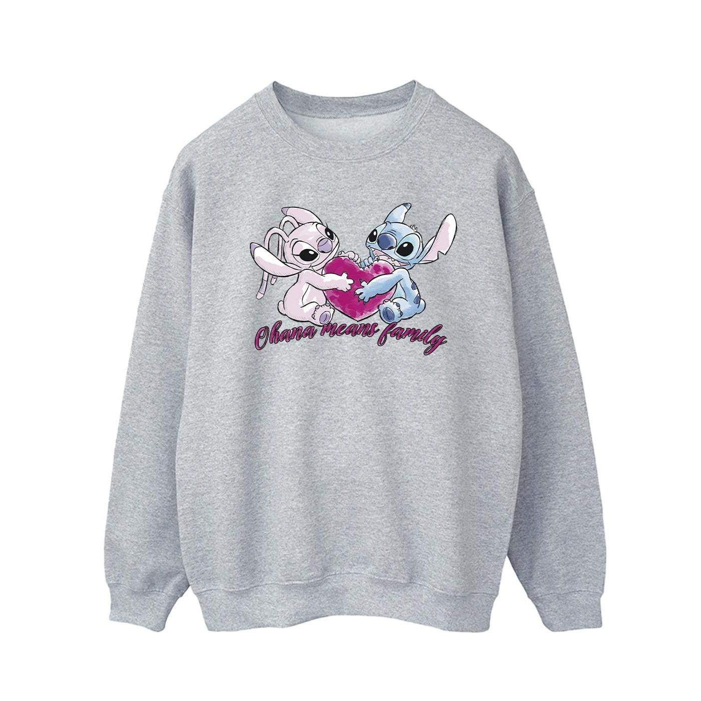 Image of Lilo And Stitch Ohana Heart With Angel Sweatshirt Herren Grau XL