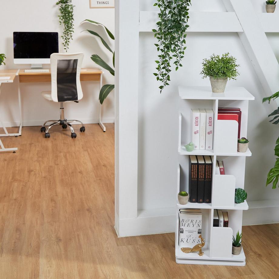 Northix Weißes drehbares Bücherregal  