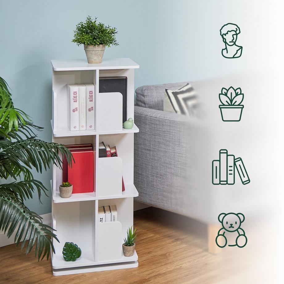 Northix Weißes drehbares Bücherregal  