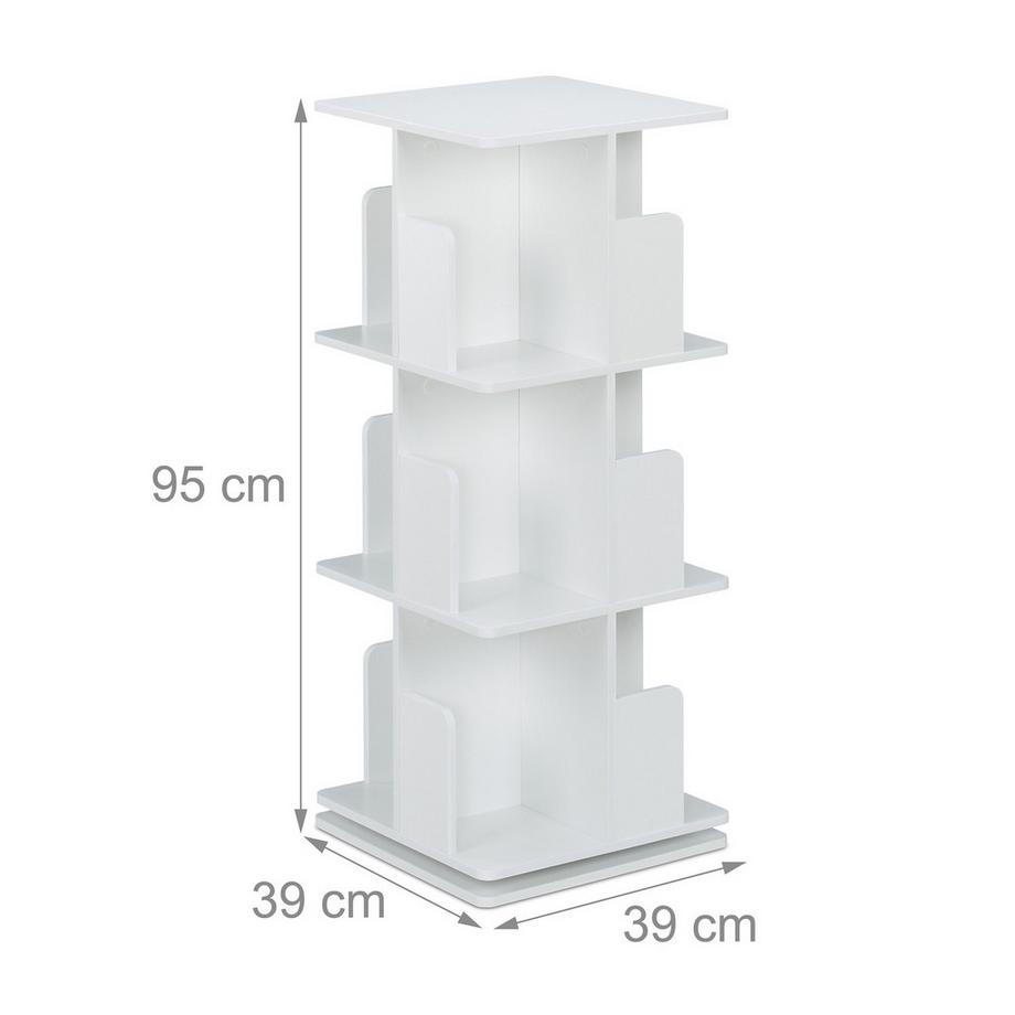 Northix Weißes drehbares Bücherregal  