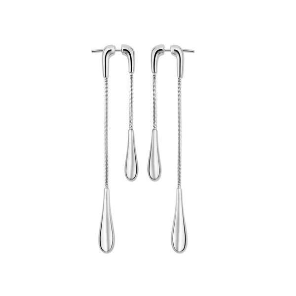 Image of Double Drop Ohrringe Vorne Und Hinten Damen Silber 8cm