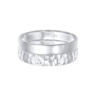 Kuzzoi  Ring Set Unisex Basic Gehämmert 925 Silber 