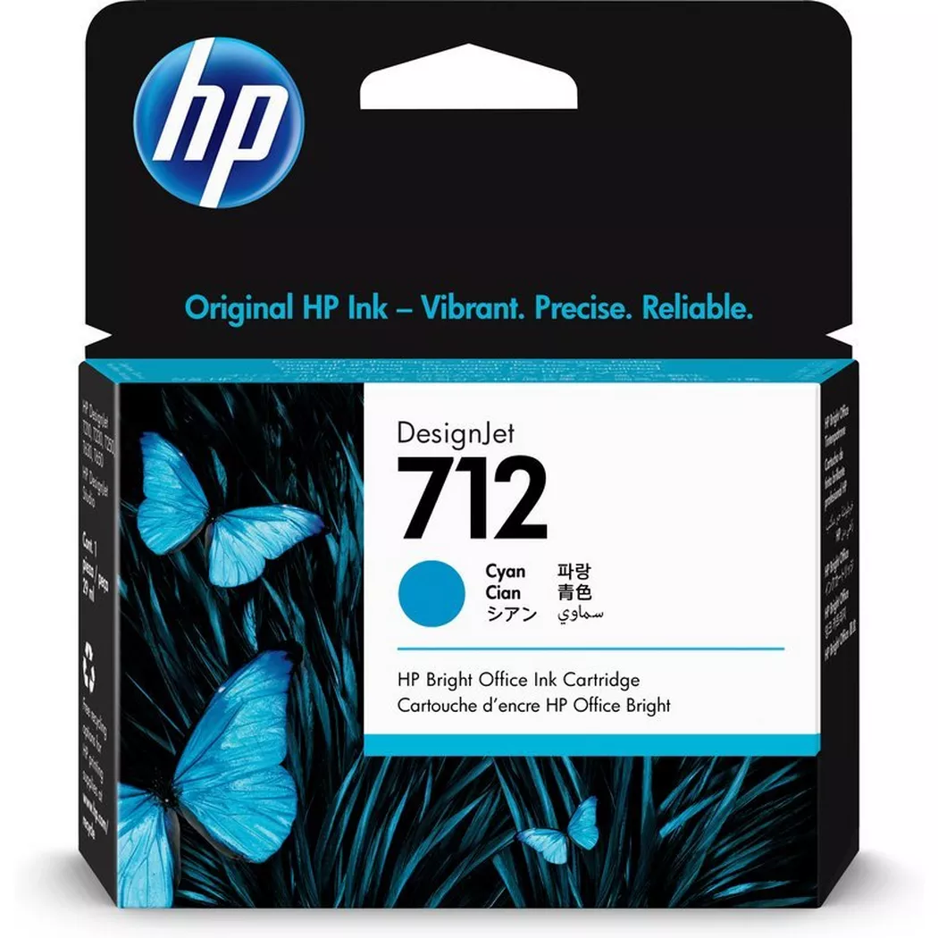 Hewlett-Packard – HP Tintenpatrone 712 cyan 3ED67A DesignJet T230/250/630 29ml, Cyan-Blau, One Size