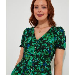 Joe Browns  PETITE Maxikleid mit kobaltblauem Blumenmuster und Rüschen 