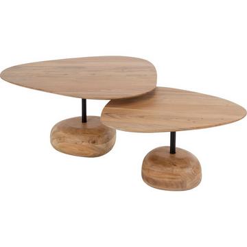 Table basse Pebblis acacia naturel (set de 2)