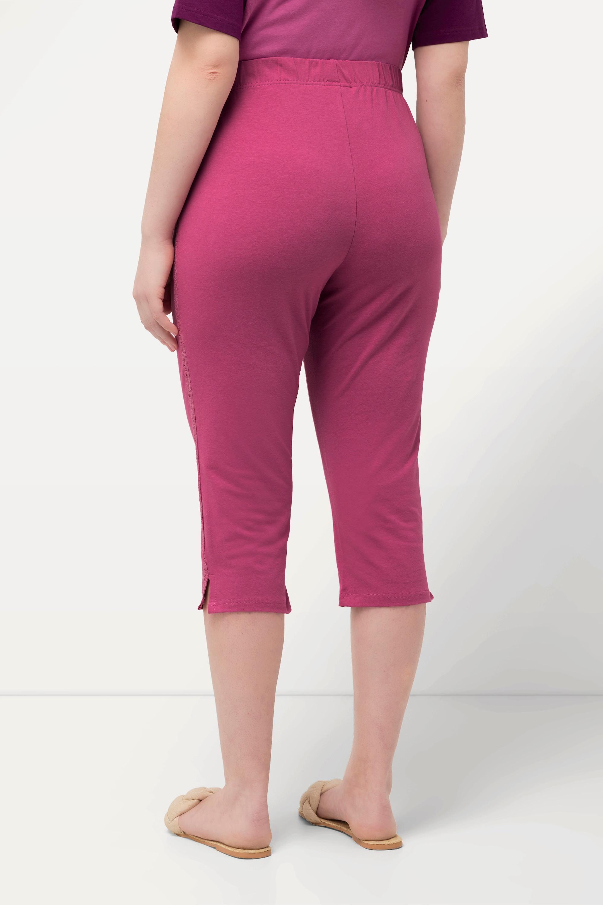 Ulla Popken  Capri-Leggings, seitliches Spitzenband, Biobaumwolle 