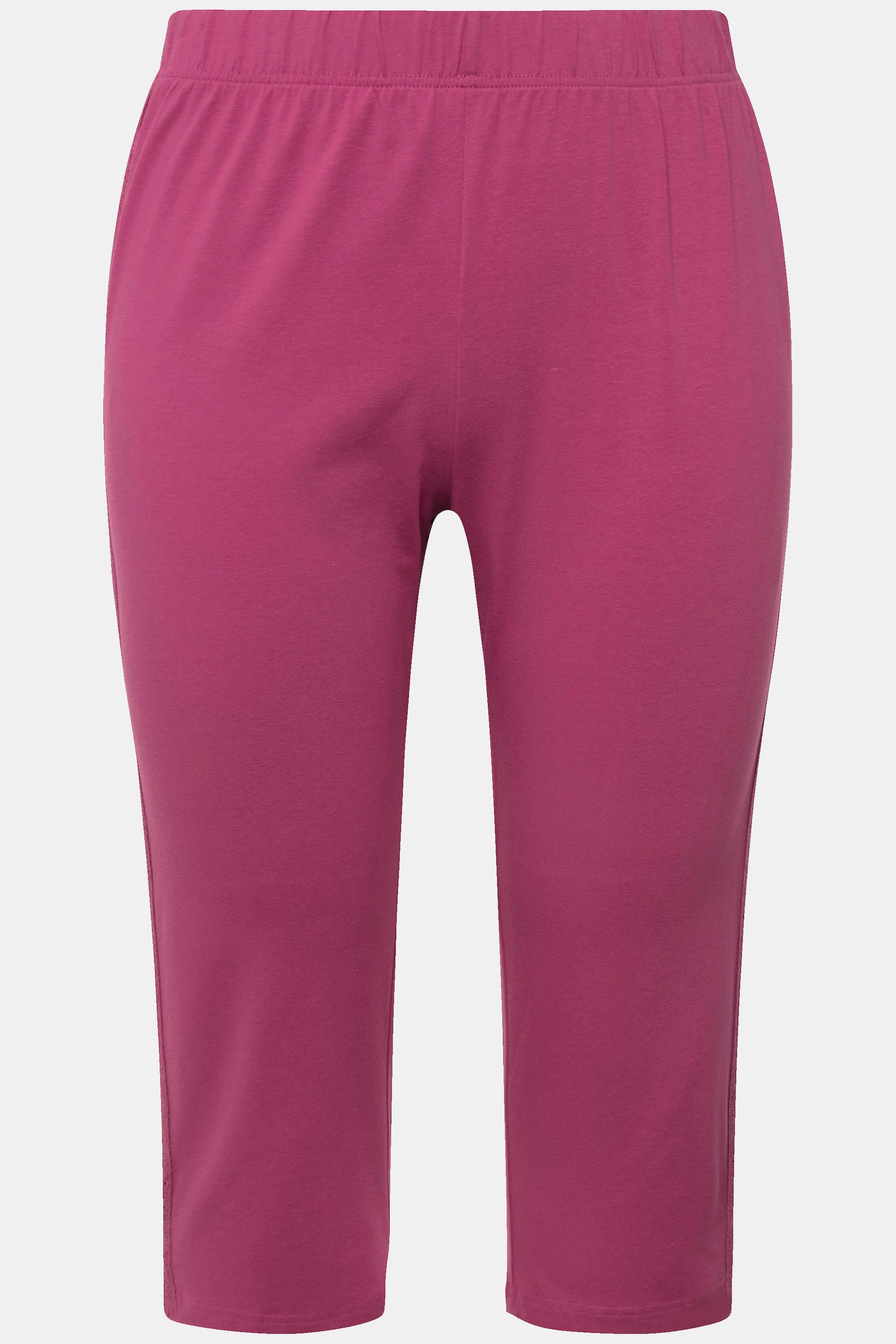 Ulla Popken  Capri-Leggings, seitliches Spitzenband, Biobaumwolle 