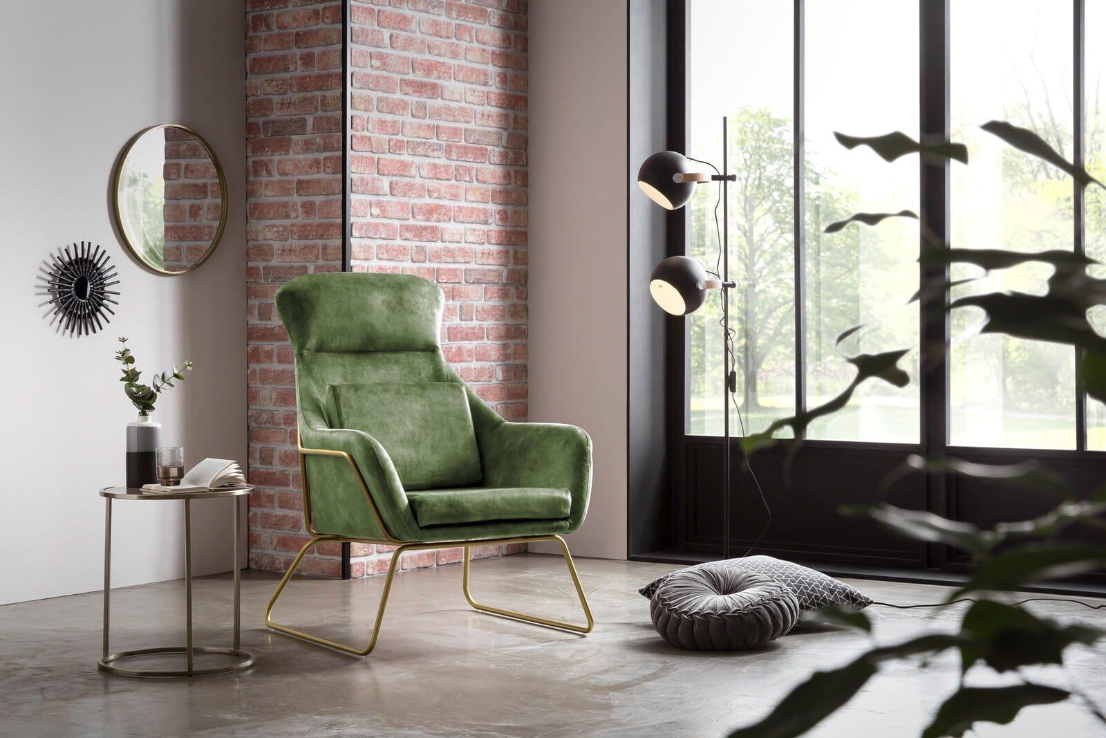 mutoni Fauteuil relax velours velours vert  