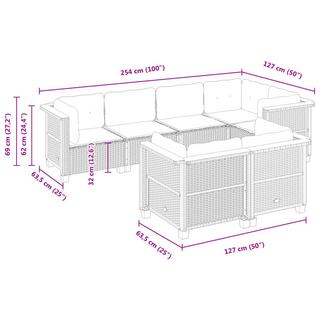 VidaXL Ensemble de canapés de jardin rotin synthétique  