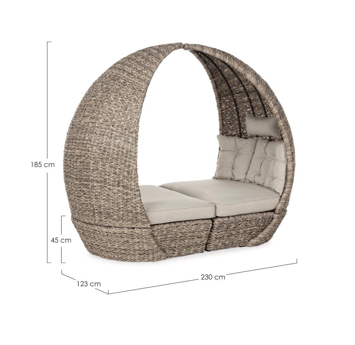 mutoni Divano da giardino Daybed con cuscini Samui (2 pz)  