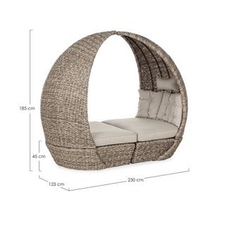 mutoni Divano da giardino Daybed con cuscini Samui (2 pz)  