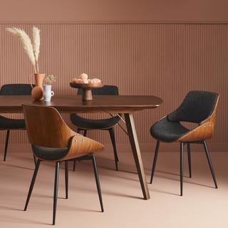 Calicosy Chaise Finition Noyer avec Assise en Tissu Gris - Mannix  