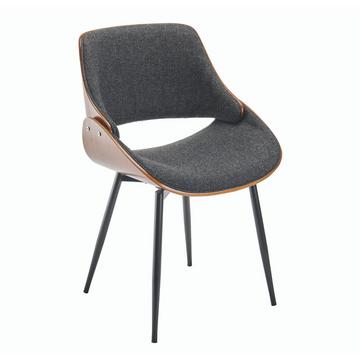 Chaise Finition Noyer avec Assise en Tissu Gris - Mannix