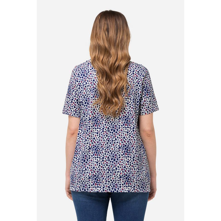 Ulla Popken T-Shirt Zierfalten A-Linie V-Ausschnitt Halbarm  