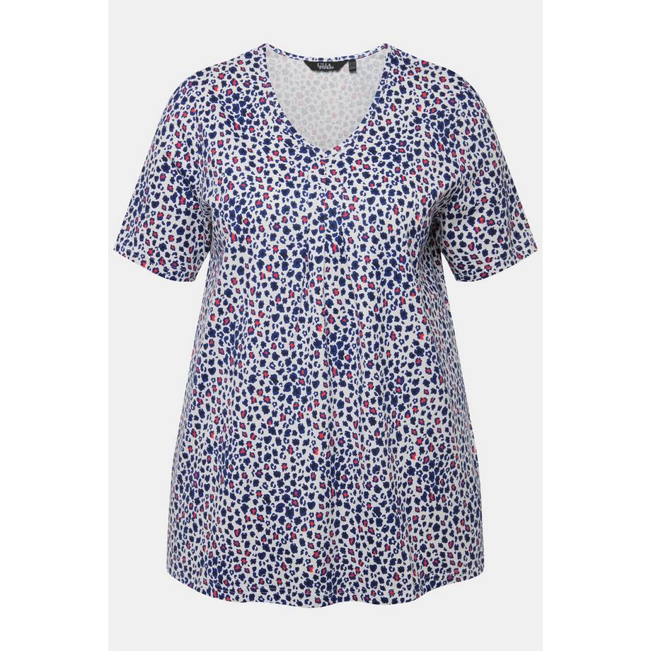 Ulla Popken T-Shirt Zierfalten A-Linie V-Ausschnitt Halbarm  