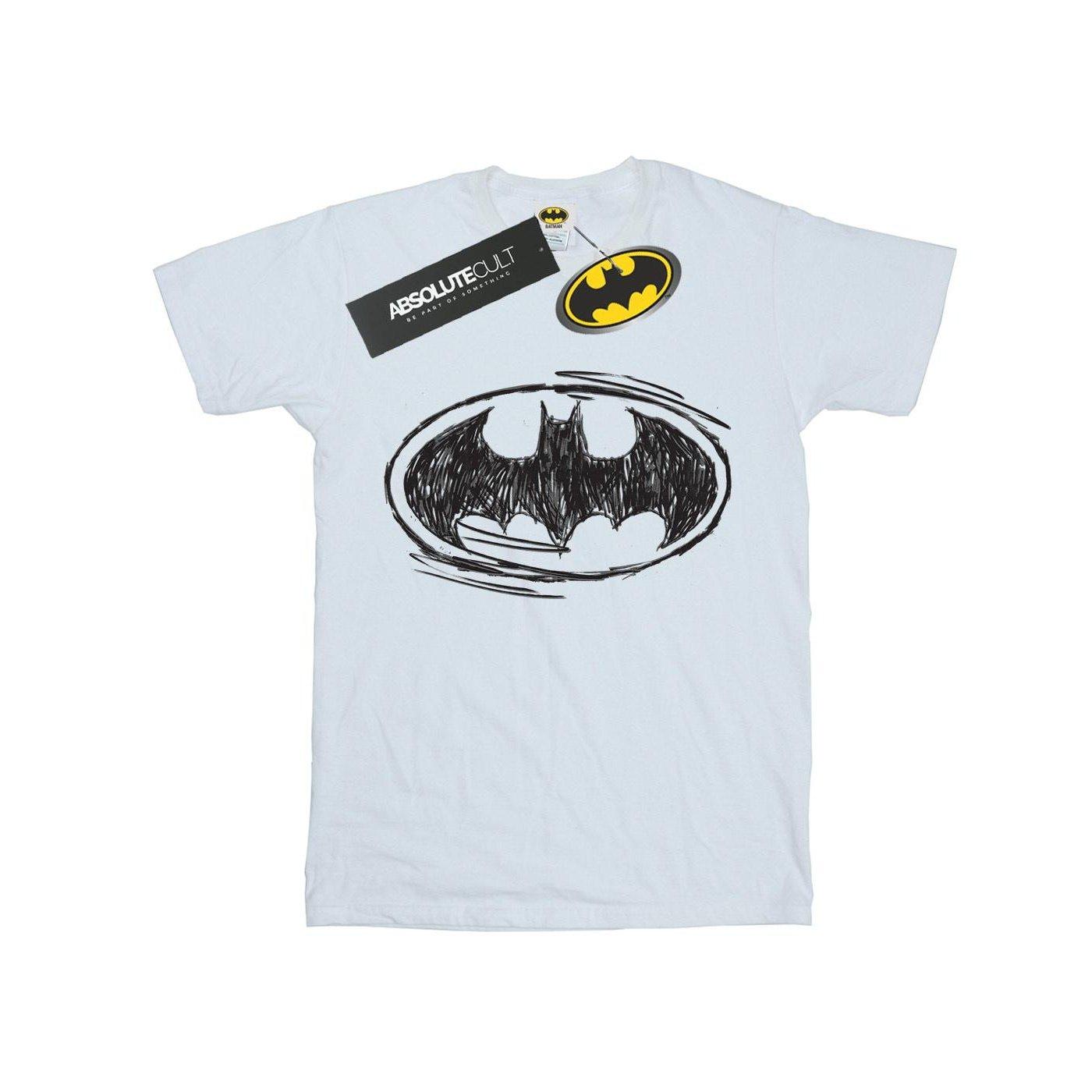 Image of Batman Sketch Logo Tshirt Damen Weiss L