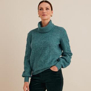 La Redoute Collections  Grobstrickpullover mit abnehmbarem Rollkragen 