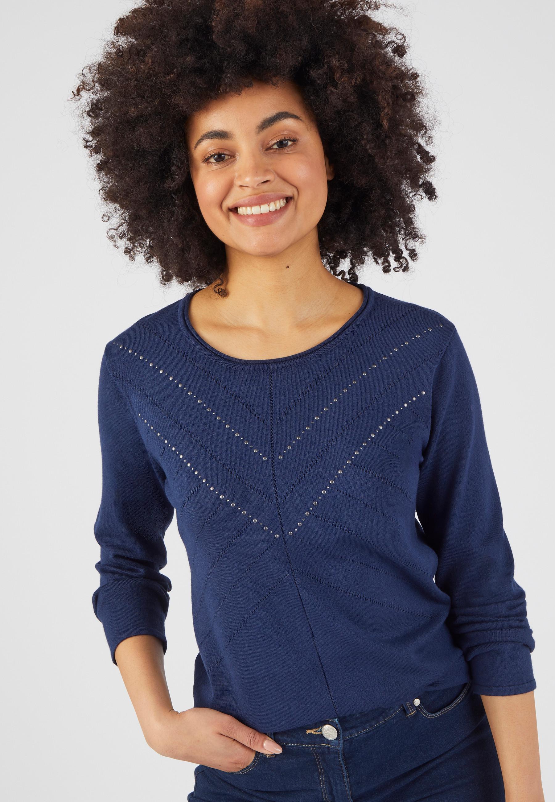 Image of Origineller Pullover Viskosefasern Lenzing(tm) Ecovero(tm) Damen Blau 54/56