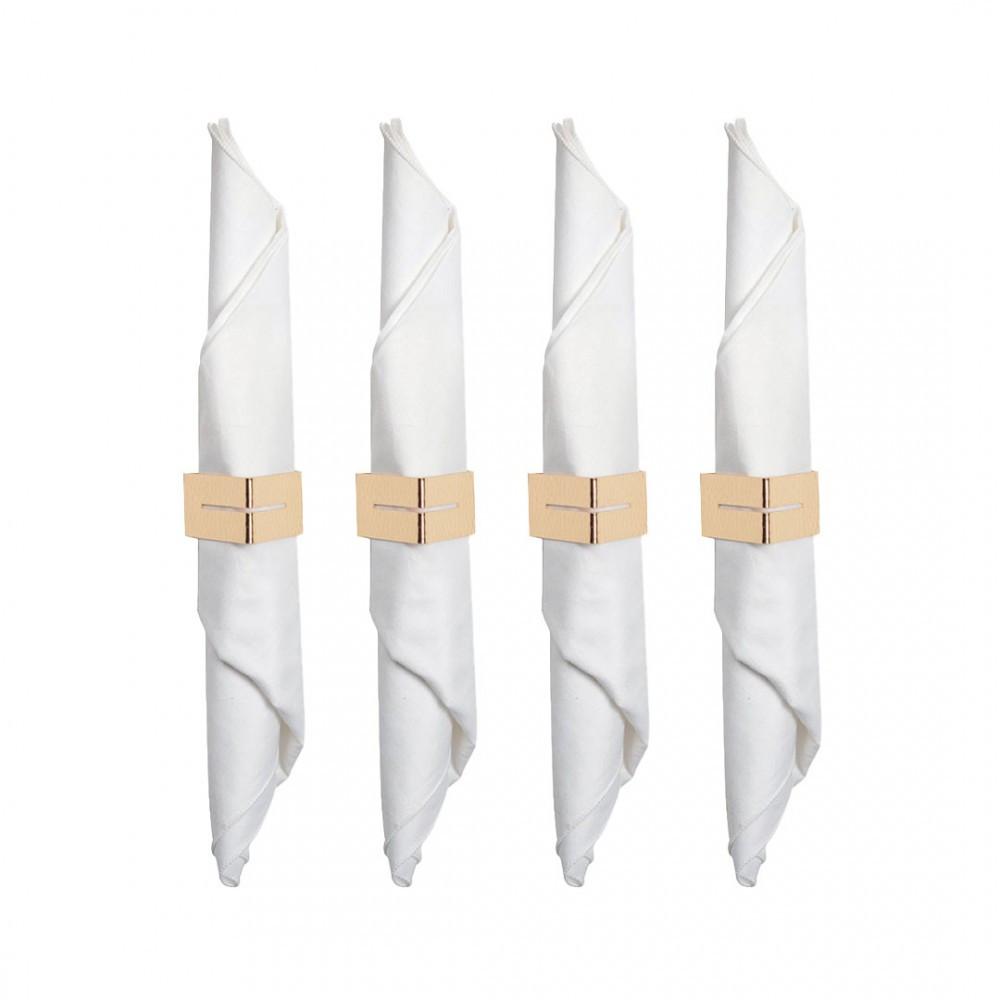 Aulica  LOT DE 4 RONDS DE SERVIETTES TRIANGLE MARTELE DORE 