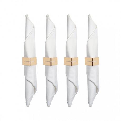 Aulica  LOT DE 4 RONDS DE SERVIETTES TRIANGLE MARTELE DORE 