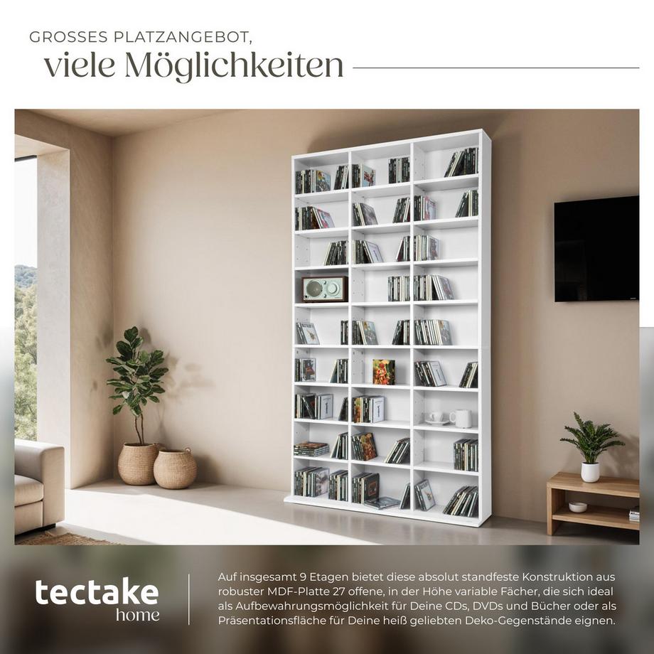 Tectake CD DVD Regal Christel in Holzoptik 27 Fächer  