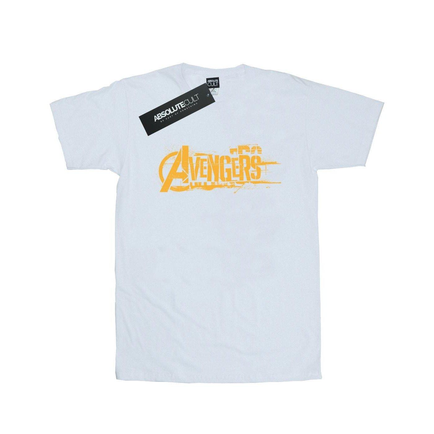 Image of Avengers Infinity War Orange Logo Tshirt Herren Weiss XL