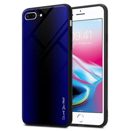 Cadorabo  Housse compatible avec Apple iPhone 7 PLUS / 7S PLUS / 8 PLUS - Aspect rayé - Coque de protection en silicone TPU et dos en verre trempé 