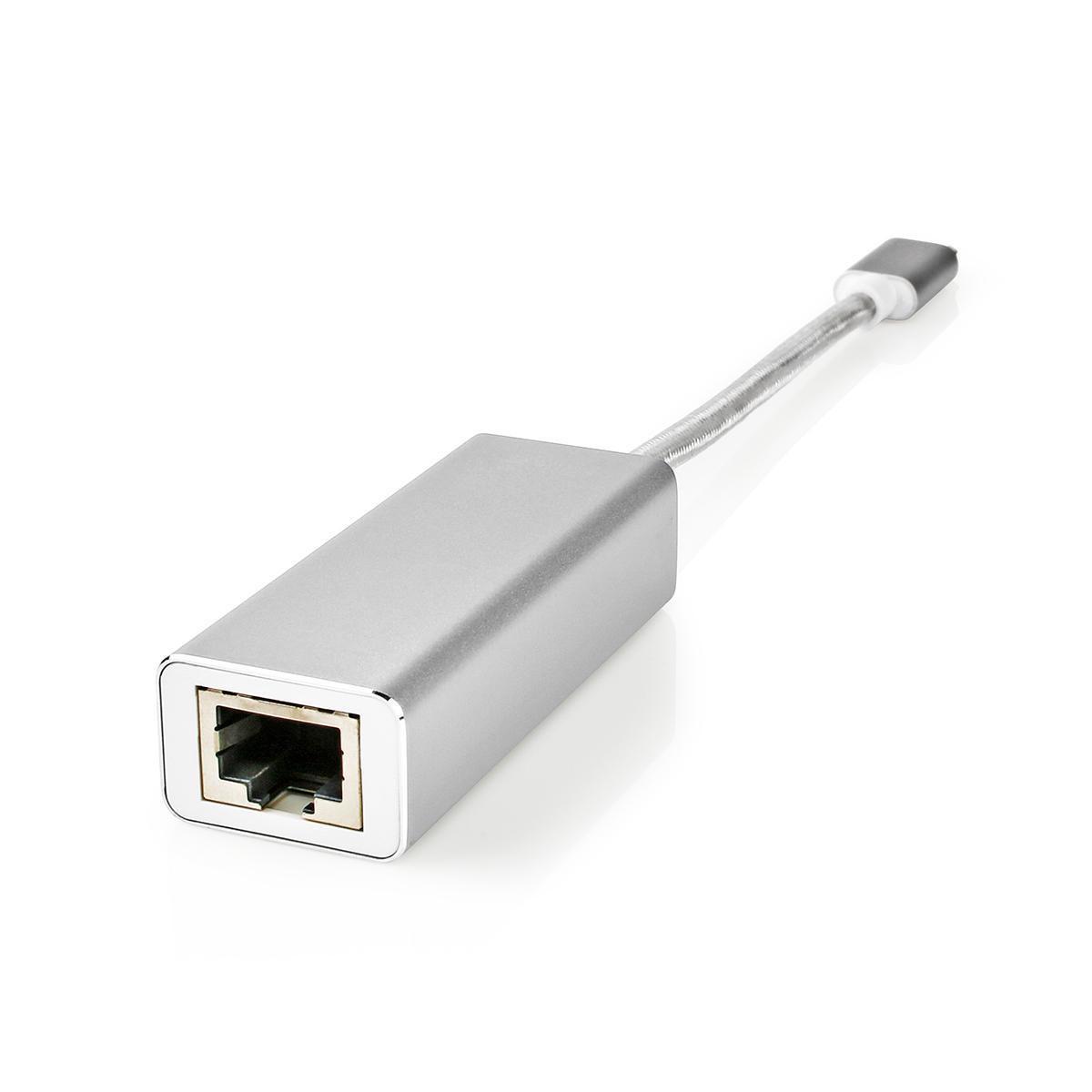 Nedis  Carte réseau USB | USB 3.2 Gen 1 | 1 Gbps | USB-C™ mâle | RJ45 femelle | 0,20 m | Rond | Plaqué or | Cuivre teinté | Argent | Boîte avec fenêtre couverte 